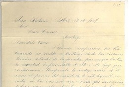 [Carta] 1927 abr. 13, San Antonio, Chile [a] Luis Omar Cáceres