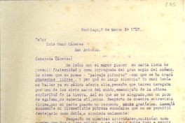 [Carta] 1928 mar. 3, Santiago, Chile [a] Luis Omar Cáceres, San Antonio, Chile
