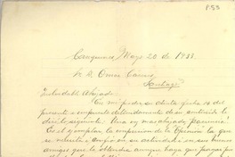 [Carta] 1933 may. 20, Cauquenes, Chile [a] Luis Omar Cáceres, Santiago, Chile