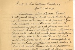 [Carta] 1931 ago. 7, San Antonio, Chile [a] Luis Omar Cáceres