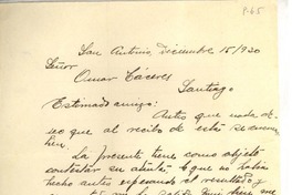 [Carta] 1930 dic. 15, San Antonio, Chile [a] Omar Cáceres, Santiago, Chile