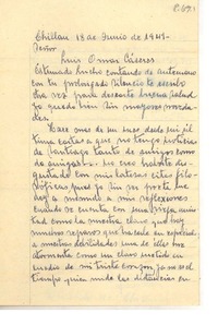 [Carta] 1941 jun. 18, Chillán, Chile [a] Omar Cáceres