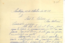 [Carta] 1928 oct. 11, Santiago, Chile [a] Luis Omar Cáceres, San Antonio, Chile