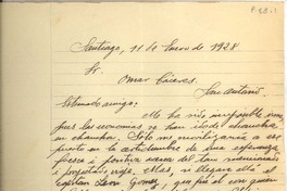 [Carta] 1928 ene. 11, Santiago, Chile [a] Omar Cáceres, San Antonio, Chile