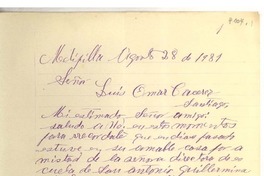 [Carta] 1931 ago. 28, Melipilla, Chile [a] Omar Cáceres, Santiago, Chile