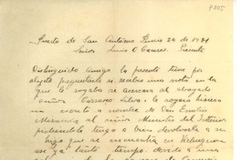 [Carta] 1931 jun. 26, Puerto de San Antonio, Chile [a] Omar Cáceres