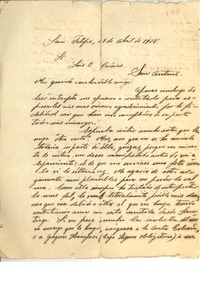 [Carta] 1928 abr. 28, San Felipe, Chile [a] Omar Cáceres, San Antonio, Chile