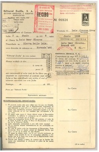 [Recibo] 1938 jun. 3, Santiago, Chile [a] Omar Cáceres, Santiago, Chile