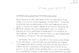 A propósito de la edición de "El Paraíso está vacío"