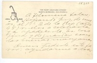 [Tarjeta] [1950], Santa Bárbara, California [a] Filomena Salas