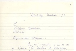 [Carta] 1977 noviembre, Santiago, Chile [a] Alfonso Calderón