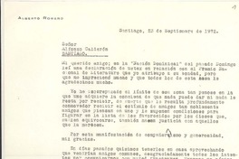 [Carta] 1972 sep. 23, Santiago, Chile [a] Alfonso Calderón