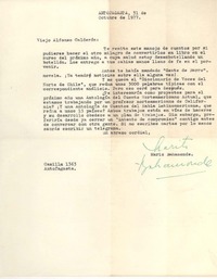 [Carta] 1977 oct. 31, Antofagasta, Chile [a] Alfonso Calderón