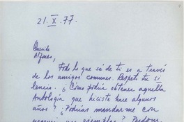 [Carta] 1977 oct. 21, Caracas, Venezuela [a] Alfonso Calderón, Santiago, Chile
