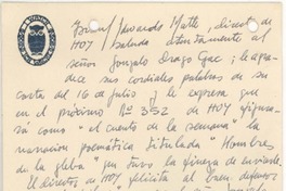 [Tarjeta] 1938 ago. 12, Santiago, Chile [a] Gonzalo Drago