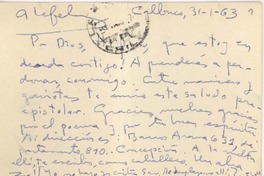 [Tarjeta] 1963 ene. 31, Calbuco, Chile [a] Alfonso Calderón