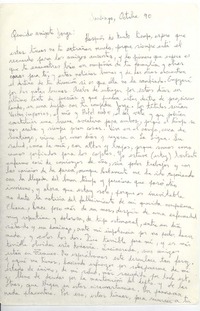 [Carta] 1990 octubre, Santiago, Chile [a] Jorge [Aravena Llanca]
