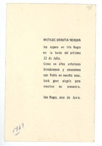 [Tarjeta] [1963] junio, Isla Negra, Chile [a] [Armando Benavente]
