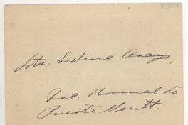 [Carta] 1920 mar. 27, Punta Arenas, Chile [a] Sixtina Araya