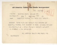 [Telegrama] 1952 dic. 24, Santiago, Chile [a] Sixtina Araya