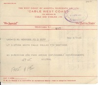 [Telegrama] 1953 abr. 4, New York, Estados Unidos [a] Sixtina Araya