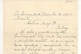 [Telegrama] 1945 dic. 13, La Serena, Chile [a] Sixtina Araya