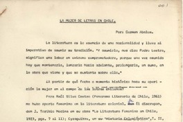 La mujer de letras en Chile