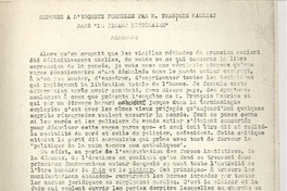 Response a l'enquete formulee par M. Francois Mauriac dans "Le Ficaro litteraire"