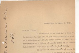 [Carta] 1954 ene. 27, Santiago, Chile [a] [Ministro de Relaciones Exteriores]