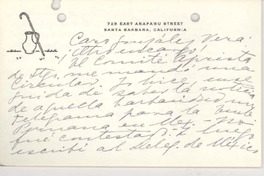 [Tarjeta] [1950], Santa Bárbara, California [a] José Santos González Vera