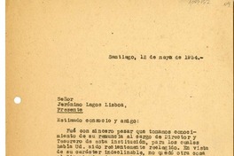[Carta] 1954 mayo 12, Santiago, Chile [a] Jerónimo Lagos Lisboa