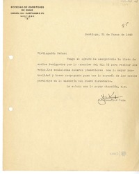 [Carta] 1942 marzo 31, Santiago, Chile [a] [un socio de la Sociedad de Escritores de Chile]