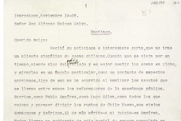 [carta] 1928 noviembre 19, Barcelona, España [a] Alfonso Bulnes Calvo, Santiago, [Chile]