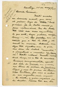 [Carta] 1945 mayo 25, Santiago, Chile [a] Fernando Santiván
