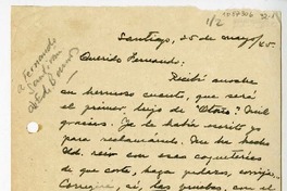 [Carta] 1945 mayo 25, Santiago, Chile [a] Fernando Santiván