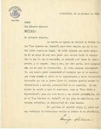 [Carta] 1950 octubre 26, Concepción, Chile [a] Eduardo Barrios