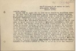 [Carta] 1947 marzo 18, Bahía Blanca, Argentina [a] Marta Brunet, Buenos Aires