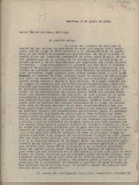 [Carta] 1948 junio 9, Mendoza, Argentina [a] Hector Aravena, Santiago, [Chile]