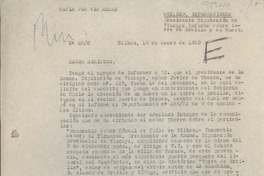 [Carta] 1950 enero 18, Bilbao, España [al] Sr. Ministro de Relaciones Exteriores, Chile