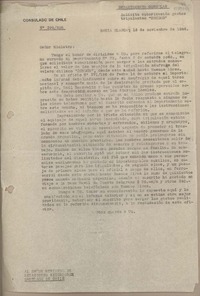 [Oficio N° 398206] 1948 noviembre 16, Bahía Blanca, Argentina [al] Sr. Ministro de Relaciones Exteriores, Chile
