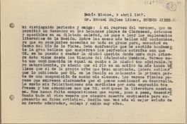 [Carta] 1947 abril 9, Bahía Blanca, Argentina [a] Manuel Mujica Lainez, Buenos Aires