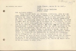 [Carta] 1947 marzo 26, Bahía Blanca, Argentina [a] Armando Braun Menéndez, Buenos Aires