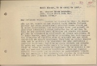 [Carta] 1947 abril 22, Bahía Blanca, Argentina [a] Armando Braun Menéndez, Buenos Aires
