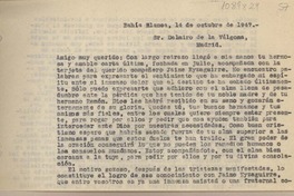 [Carta] 1947 octubre 14, Bahía Blanca, Argentina [a] Dalmiro de la Válgoma, Madrid [España]
