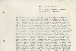 [Carta] 1951 febrero 3, Bilbao, España [a] Emilio Rodríguez Mendoza, Santiago de Chile