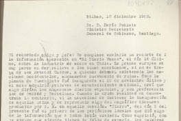 [Carta] 1950 diciembre 18, Bilbao, España [a] Darío Poblete, Santiago [Chile]