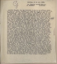 [Carta] 1949 noviembre 14, Mendoza, Argentina [a] Edgardo Garrido Merino, Santiago [Chile]