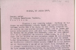 [Carta] 1957 julio 28, Madrid, España [a] Emilio Rodríguez Mendoza, Santiago, Chile