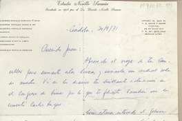 [Carta] 1971 septiembre 20, Córdoba, Argentina [a] Juan Mujica de la Fuente, Santiago, Chile