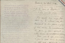 [Carta] 1936 abril 30, Madrid, España [a] Juan Mujica de la Fuente